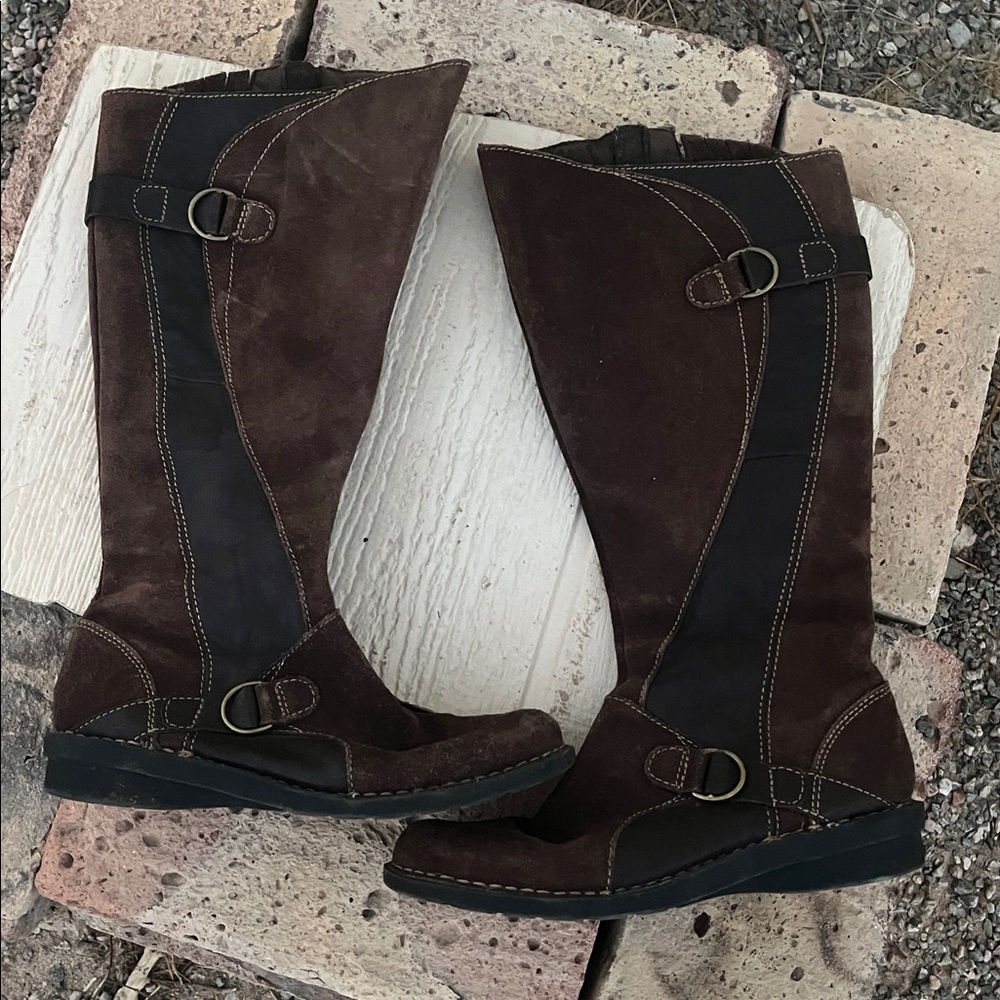 Clarks Nikki Midtown Suede Tall Boots Women’s Size 7 Brown Riding Knee High